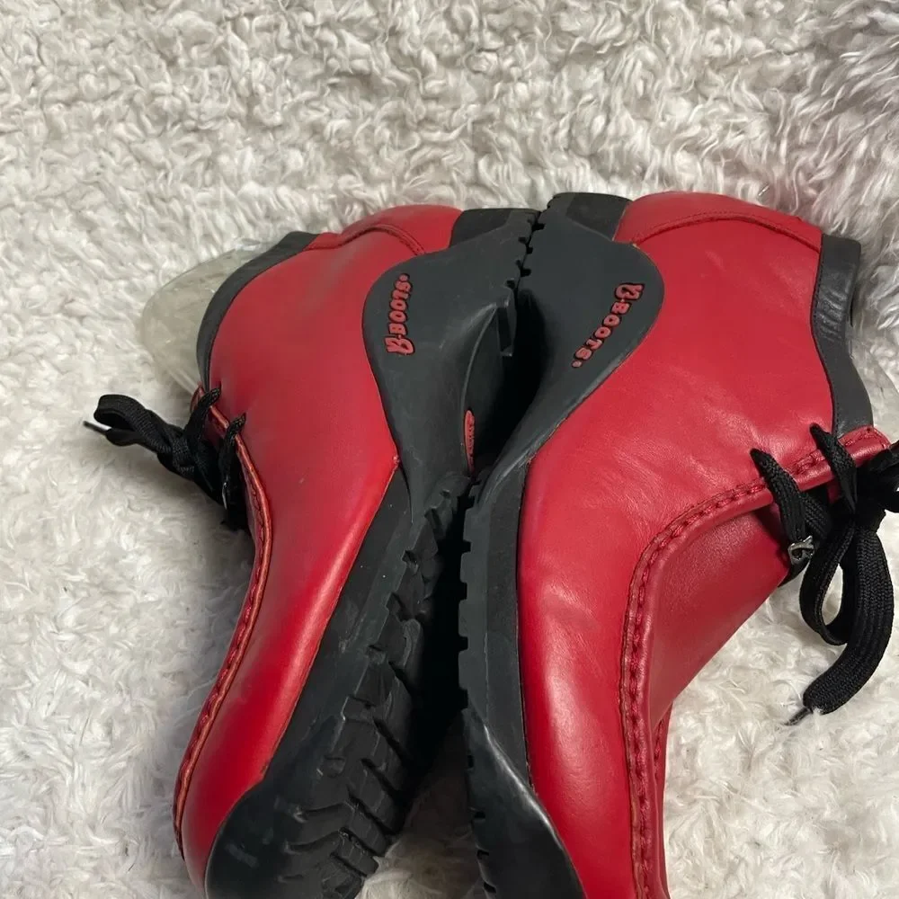 Buffalino B-Boots Men's Leather Red & black trim lace up boots rubber soles SZ11